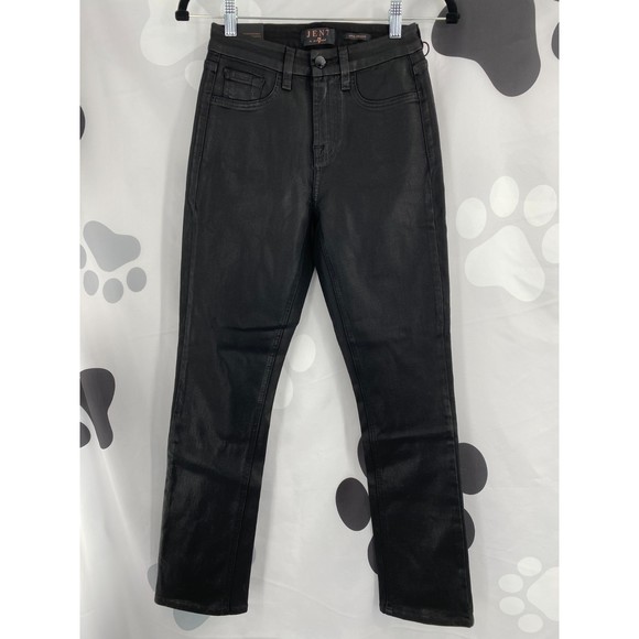 Jen7 by 7 For All Mankind 7FAM NWT Coated Ankle Straight Leg Jeans Black 0 New - Picture 2 of 9